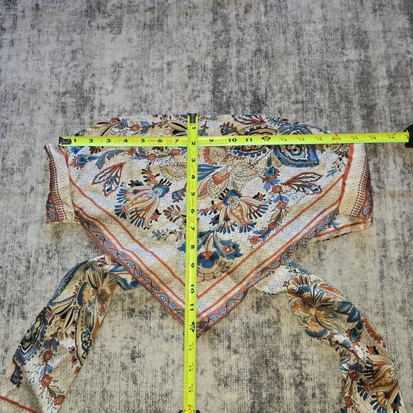 Shein Crop Top Womens Extra Small Multicolor Boho Print Tie Front Bandana Style - Picture 6 of 10